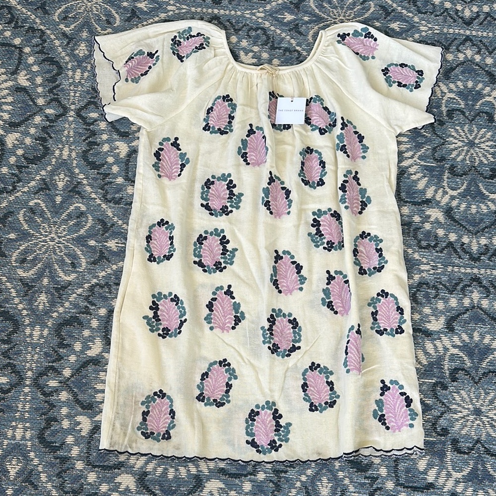 The Coast Brand Cream Flutter Sleeve Midi Embroidered Sundress - NWT 100% Cotton